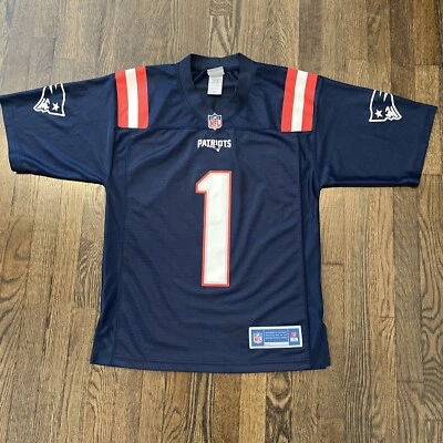 Camiseta New England Patriots pequeña cámara Newton para hombre azul línea Pro  Foto 1 de 4