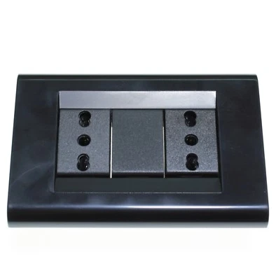 FEB Living Classica Placca compatibile più Supporto con 2 biprese NERA