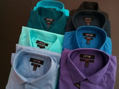 Mens Apt.9 Slim Fit Shirt Higher Armholes-Straight Body 97% Cotton-Spndx Stretch - Image 1 of 4