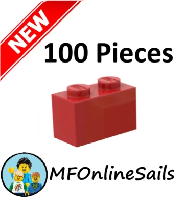 **NEW** 100x Genuine LEGO 1x2 Bricks - Red - Piece # 3004 Bulk - Image 1 of 4
