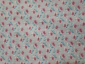 Vintage Cotton Fabric 44" x 2 7/8 yds* Purple Floral on Blue Peter Pan Fabrics - Picture 1 of 4