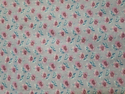 Cotton Fabric 44" x 2 7/8 yds* Blue w/Purple Flowers Peter Pan Fabrics Vintage - Image 1 of 4