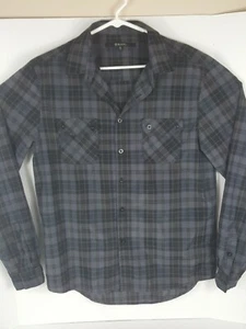 Buckle Black BKE Men's XL Dark blue & black Plaid Long Sleeve Cotton Blend - Picture 1 of 5