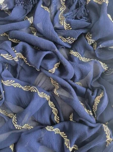 Dries Van Noten VINTAGE seda azul marino? bufanda chal bordado 150*90 cm - Imagen 1 de 10