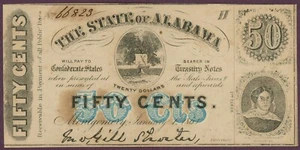 1863 Estado de Alabama AL 50c No.66823 (DL0523) - Imagen 1 de 2