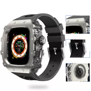 Funda de titanio con marco de cristal correa de silicona para Apple Watch Ultra2 9 8 7 6 - Imagen 1 de 22
