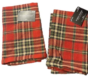 Robert Stanley Red Green Plaid Fabric Napkins (2 Piece) 16” X 16” Holiday - Picture 1 of 5