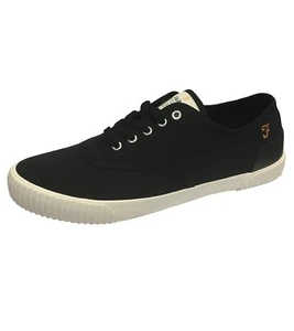 FARAH Blink Board Hombres Entrenadores de Lona Zapatos Lisos Con Cordones Plimsolls Negros - Imagen 1 de 2