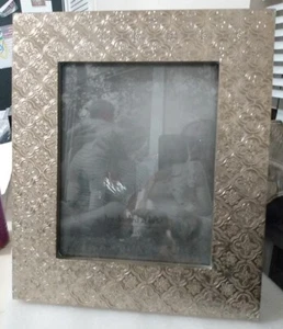 Embossed Metallic Gold Photo Frame 12 x 14 for 8x10 Pic Floral India - Picture 1 of 12