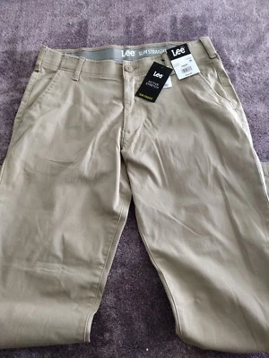 Lee New Men's Slim Active Stretch Motion Flex Waistband Pants Khaki 33*30 - Image 1 of 4