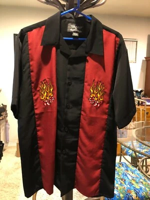 Camisa de salón Chrome Eagle para motociclista para hombre L bordada en llamas dados Foto 1 de 4