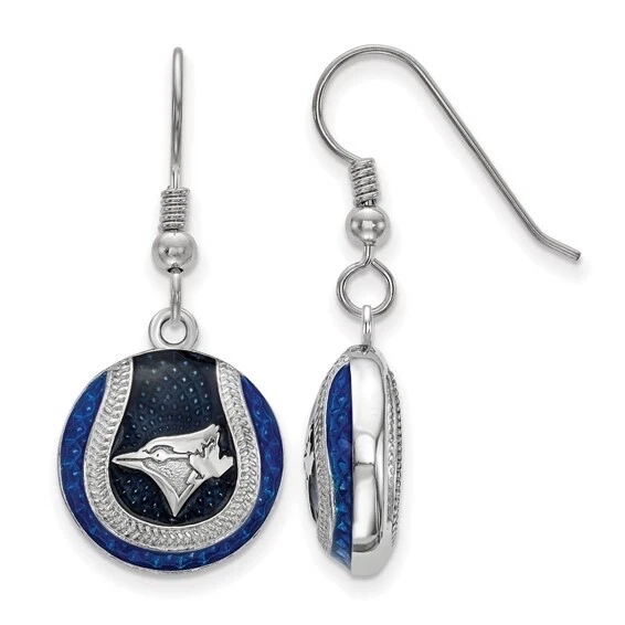 Toronto Blue Jays Enameled Baseball Dangle Earrings SS521BLU $176.90 - Image 1 of 2