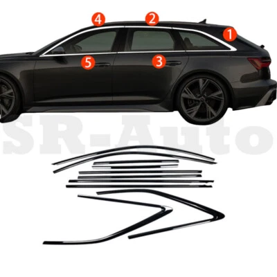 Para Audi A6 RS6 Allroad 2020-2024 Negro Tira de Ventanas Alféizar Moldura Cubierta Borde Foto 1 de 4