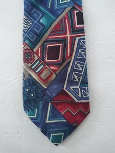 Mens tie Essex Row. Length 56" Width 4" Blue polyester. - Picture 1 of 3