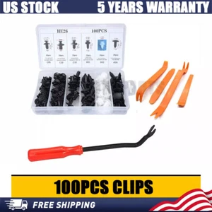 100Pack Universal Rivet Clips Car Retainer Fender Liner Fastener 6 Size w/ 5Tool - Picture 1 of 13