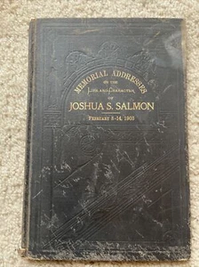 Memorial Addresses of Joshua S. Salmon; DC Congress Rep. Antique Book NJ 1903 - Picture 1 of 9