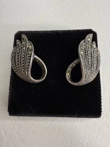 Vintage SU Markasiten Flügel 925 Sterling Silber Ohrstecker - Bild 1 von 4