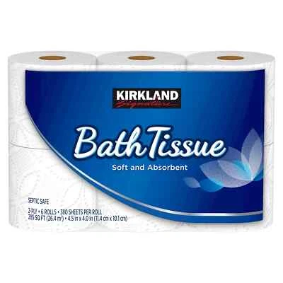 Kirkland Signature Soft Bath Tissue Toilet Paper, 2-Ply, 6 Rolls, 285 sq ft - Image 1 of 4