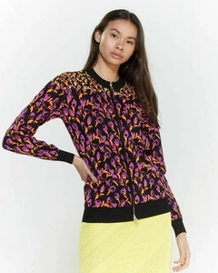 VERSACE JACKET POPPY PRINT ZIP TOP SWEATER $1,930 sz IT 40 US 4 - Picture 1 of 7
