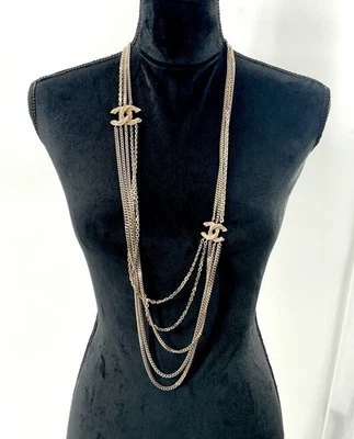 Подлинное золотистое ожерелье из нескольких нитей CHANEL CC 2016 - Изображение 1 из 4