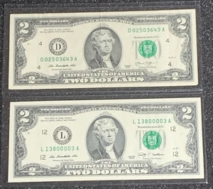 Thomas Jefferson $2 Two Dollar Bill Rare QUAD 0's 0000 Low Fancy Serial Number - Picture 1 of 11