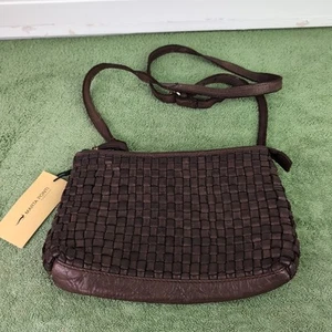 Marta Ponti Portugal Woven Leather Warm Rich Brown Crossbody/Shoulder Bag - Picture 1 of 12