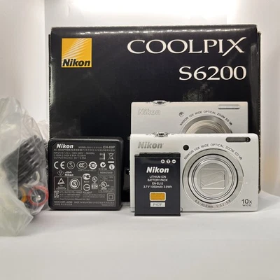 [NM] Nikon Coolpix S6200 Red Digital Camera 16MP W/Battery box case Used Japan - Image 1 of 4