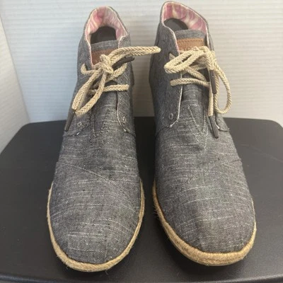 Tom’s Desert Botines de Cuña 12 Mujer’s Chambray Denim Lona Azul Zapatos  Foto 1 de 4