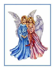 2 Vintage Victorian Religious Sister Angels  # 102  Counted Cross Stitch Pattern - Picture 1 of 3