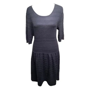 Vince Camuto Dress M Navy Knitted Texture Knee-Length Classic Elegant Teacher - Picture 1 of 7
