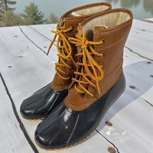 JBU Womens Size 8.5 Maplewood Duck Boots Brown Waterproof Mid Calf Lace Up - Picture 1 of 15