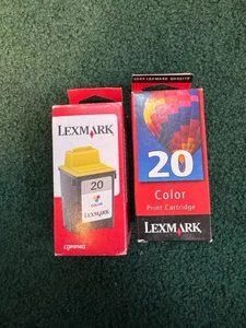 Lot 2 Lexmark 20 Color Ink Cartridges New Sealed P122/P910/Z52/Z53/Z54 - Picture 1 of 2