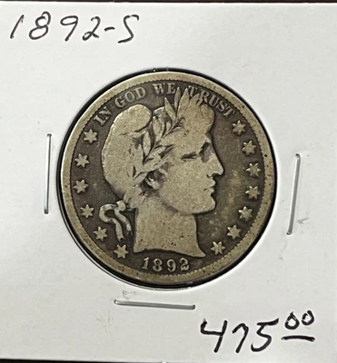 1892-S Barber Half Dollar - Better Grade - - Image 1 of 2