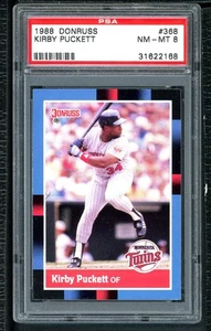 1988 Donruss - Kirby Puckett #368 Last Line Begins with Hits PSA 8 - Picture 1 of 2