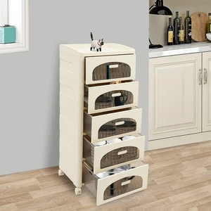 5-Schubladen-Aufbewahrungsbox Aufbewahrungsschrank mit Rädern 41,7*32*97 cm DE - Bild 1 von 16