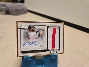2024 Topps Definitive Collection Dustin Pedroia Gold Framed Patch Auto /20 - Picture 1 of 2