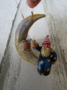 P. Schifferl Weihnachtsmann Mond Sterne Ornament Zauberer Glitzer Weihnachten Himmelsbaum - Bild 1 von 8