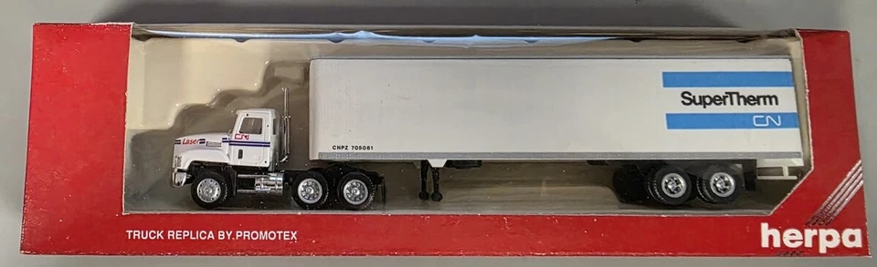 Tractor Herpa 6093 HO de Promotex CN SuperTherm Mack con remolque Foto 1 de 1