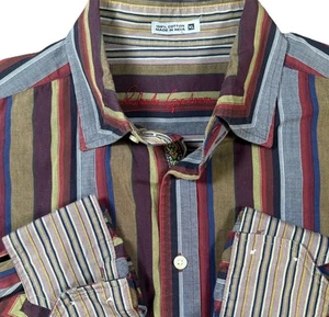 Robert Graham Men's XL Cotton Multi-colored Striped Flip Cuff Button Down Shirt - Picture 1 of 9