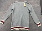 Zeva Sweater Size M/L Gray Cable Knit Varsity Pullover Stretch Long Nwt