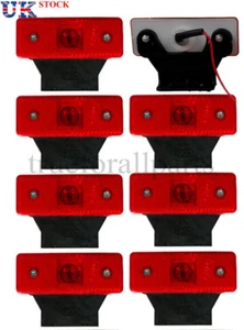 8x 24V Front Side Markers LED RED Lights Indicator Truck c/w rubber bracket - Picture 1 of 1