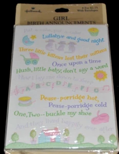 Anuncios de nacimiento Lullaby Kittens Pat-a-cake de colección 8 sello de niña nuevo en paquete - Imagen 1 de 2