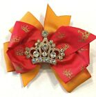 Schöne goldene und rote Krone Schleife mit Kunstdiamant Krone inspiriert Haarschleife.