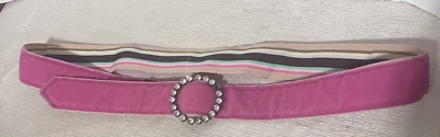 Punch USA Pink Velvet Belt Rhinestone D Ring ribbon y2K preppy sz L - Image 1 of 4