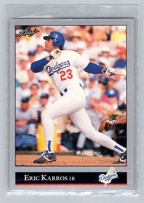 Tarjeta de béisbol Eric Karros 1992 Leaf #293 MLB Los Angeles Dodgers Foto 1 de 2