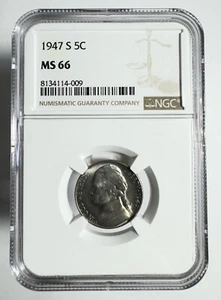 1947 S Jefferson Nickel NCG MS66 - Picture 1 of 4