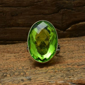 Peridot Topaz Gemstone 925 Sterling Silver Handmade Ring All Size - Picture 1 of 6