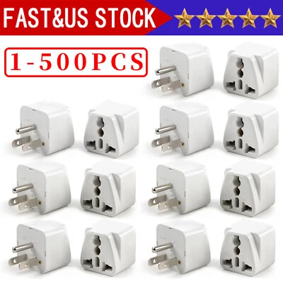 1-500 Pcs European EU To US American Adapter Plug Converter Euro Asia to USA Lot - Image 1 of 4