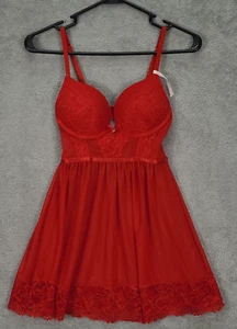 Daisy Fuentes rot Spitze Longline geformtes Babydoll Push-up Gr. Small - Bild 1 von 12
