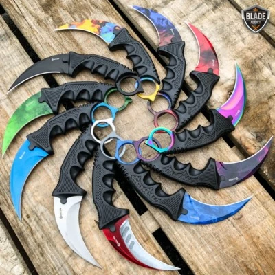 7.5" CSGO Tactical Karambit Combat Fixed Blade Hawkbill Neck Knife w Sheath NEW - Image 1 of 2